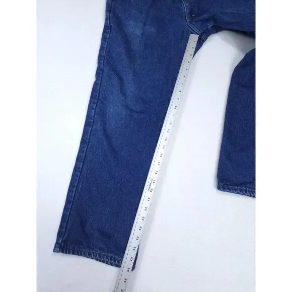 L.L. Bean Jeans‎ Mens 38×30 Vintage Blue Denim Flannel Lined Red Tartan Plaid